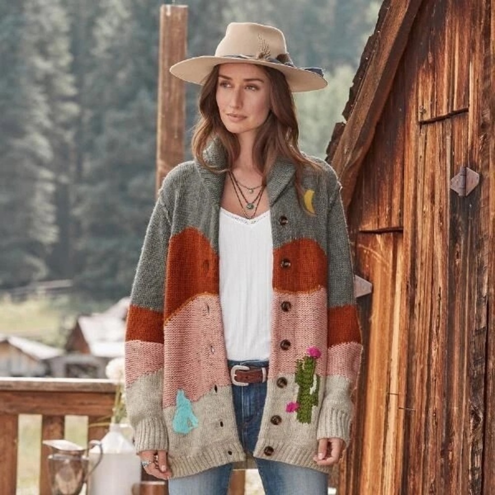 Sundance NWT Multicolor Western Knit Cardigan Button Front Desert Southwest XS